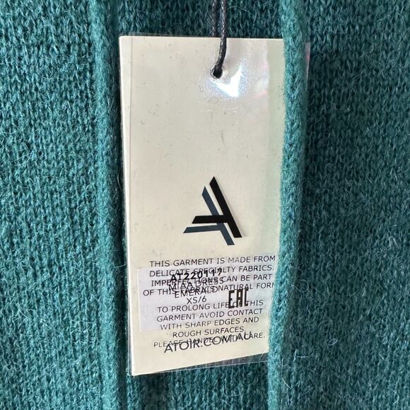 Atoir Womens Mohair Cut Out Back Miaa Sweater Mini Dress Emerald Green Sz XS NWT - Picture 7 of 8